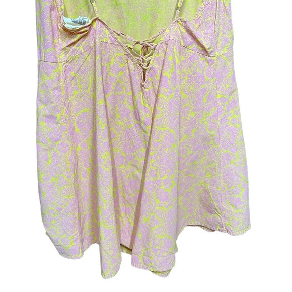 Anthropologie Lilka Saffron Romper Culottes Tie Back Floral Pink Yellow Small - Picture 9 of 12